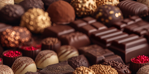Different types of chocolate and truffles that make a wonderful design (tile)