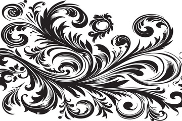 Big calligraphic vector vintage design elements, flourishes, ornaments in retro style  Silhouette white background 