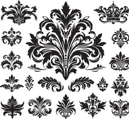 set of floral design elements
