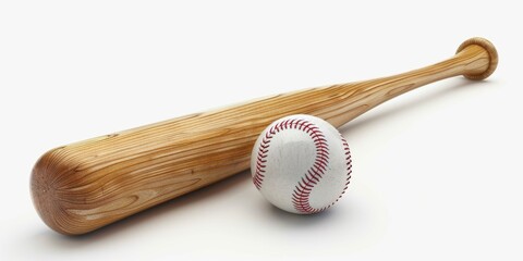 baseball bat and ball symbolizing iconic equipment isolated on white background isolated on white background