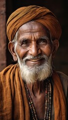 portrait of indian man, old mand from india, male face, old nepalese