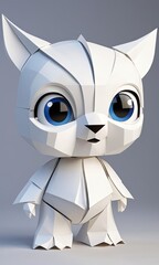 cat with big eyes, little mascotte, icon with animal
