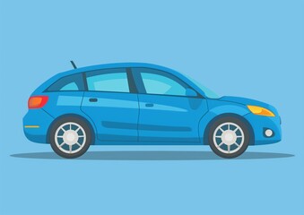 Blue Car Side View Illustration - Modern Vehicle Design