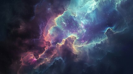 Fototapeta premium Cosmic Nebula with Stellar Dust and Glowing Gas
