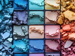 Crushed and whole eyeshadow palettes in various colors