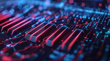 Obraz premium A conceptual music streaming service that uses neural networks to compose personalized tracks in realtime, with copy space high tech