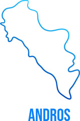 Andros, greek island simple outline blue gradient map