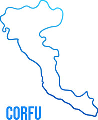 Corfu island simple abstract outline blue gradient map