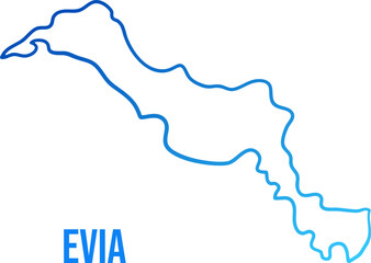 Evia greek island simplified linear blue gradient map