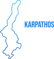 Karpathos map island  outline blue gradient map, simplified contour