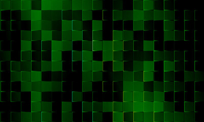 Geometric abstract background in grid square style with dark green background. square mosaic pattern.