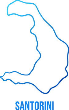 Santorini island map simple linear blue gradient map