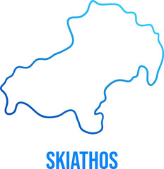 Skiathos island map simplified outline blue gradient map