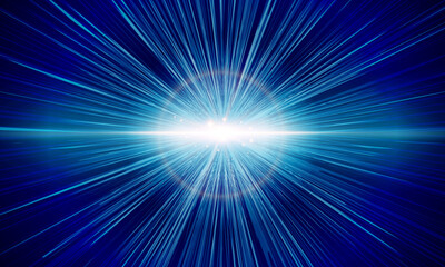 Obraz premium Blue rays zoom in motion effect, light color trails. bright shiny.
