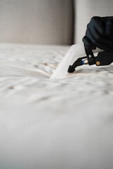 Dry cleaning with extractor to get rid of stains, dust and dirt on house furniture. Mattress...