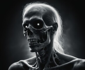 human skull on black