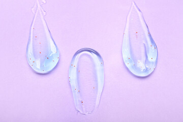 Samples of scrub on lilac background