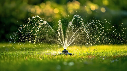 Sprinkler for grass used to water the lawn.