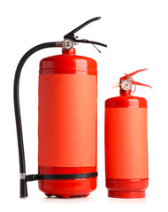 Fire extinguishers on white background