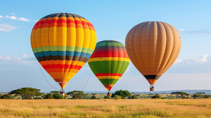 Obraz premium colorful aerostatic balloon walk in an african park