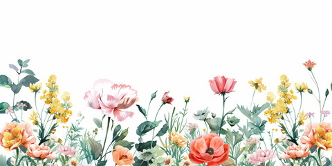 Colourful Wildflower Border with Varied Blooms