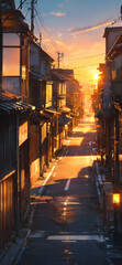 Wall Paper of Japanese Sunset Street