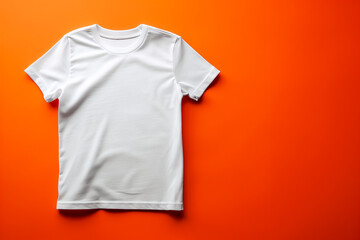 children's cotton mock-up T-shirt on the background, top view. High quality photo