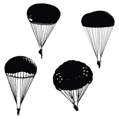 Skydiving Parachuting Vector Silhouette