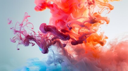Colorful ink swirling in water, abstract art