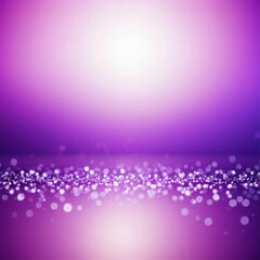 Fototapeta premium Blurry out-of-focus white lights in a horizontal line against a soft, purple gradient background, creating a bokeh effect. The light purple background fades to a darker purple at the bottom. AI