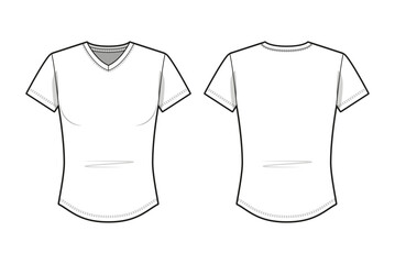 Slim Fit Curved Hem V-Neck T-Shirt