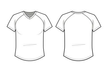 Regular Fit Curved Hem V-Neck Raglan T-Shirt