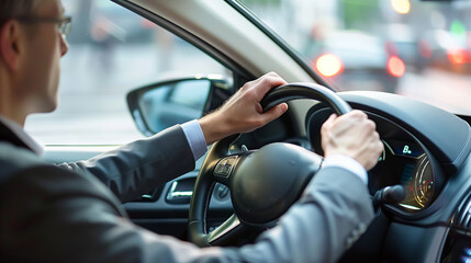 車を運転するビジネスマン