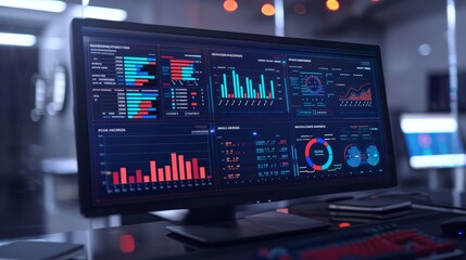 Fototapeta premium A dynamic dashboard on a computer monitor