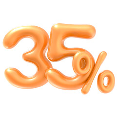 Yellow Number 35 Percent 3D Render