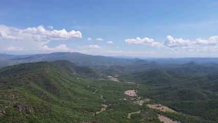 Fototapeta premium HIGH MOUNTAIN DRONE PHOTOGRAPHY ON THE ROAD FROM PUEBLA TO OAXACA MEXICO