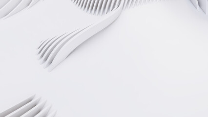 Abstract Curved Shapes. White Circular Background.