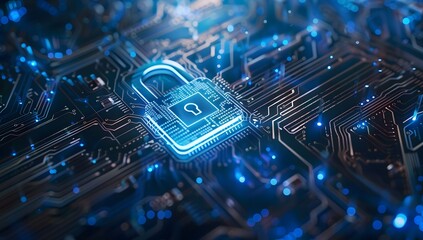 Cybersecurity Lock on Circuit Board for Online Data Protection

