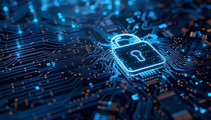 Cybersecurity Lock on Circuit Board for Online Data Protection

