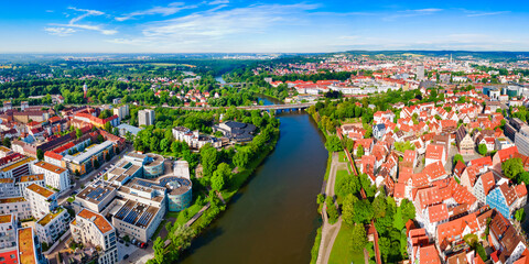 Ulm city aerial panoramic view, Germany