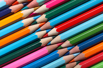 Many colorful pencils as background, closeup