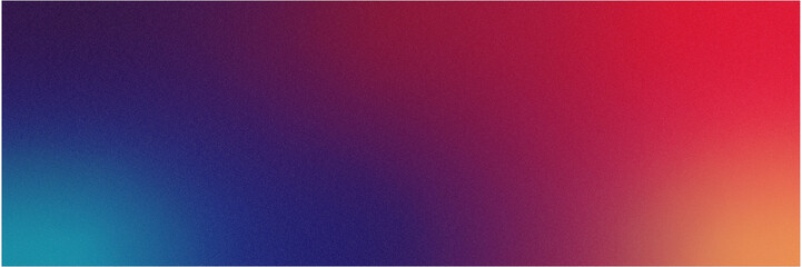 Abstract Grainy noise texture wide poster background dark blue pink orange black retro backdrop design, smooth color gradient banner backdrop.