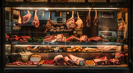 A large window display at a local grocery store.