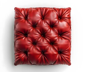 Obraz premium Red Leather Chair Cushion on White Background