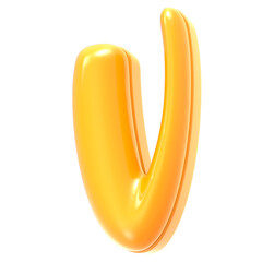 v Font Yellow 3D Rendering