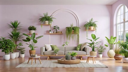 modern living room with trees