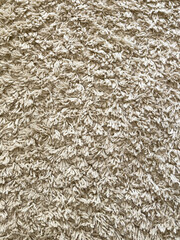 Beige coloured shag pile floor rug texture