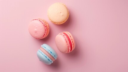 Fototapeta premium Many macaron on light background or dessert cake macaron. 