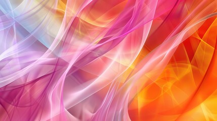 Obraz premium Abstract colorful background with soft lines and curves, creating an atmosphere of calmness and tranquility. The vibrant colors add energy to the design while evoking feelings of joy and happiness. 