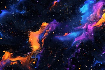 Fototapeta premium Dark abstract fluid waves in blue and orange tones capturing the mystique of electronic music